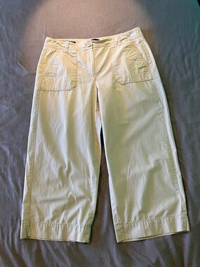 Talbots Cream Wide-Leg Crop Bermuda Shorts